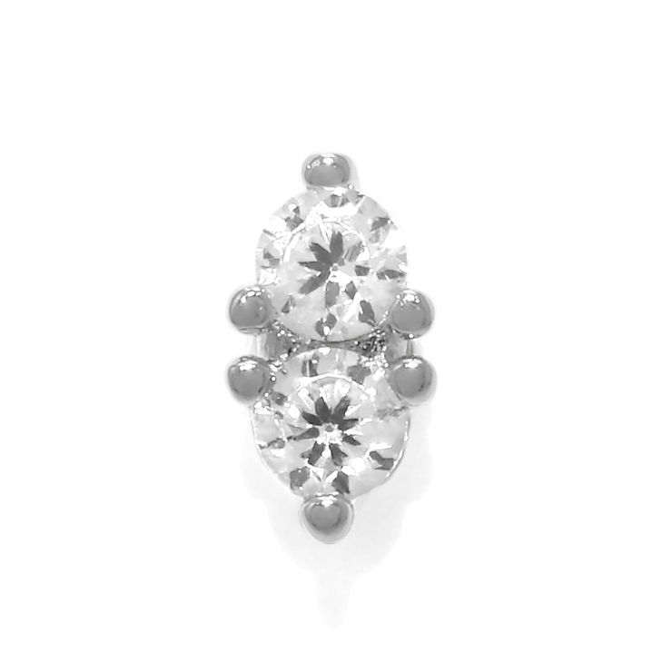 シルバー | 軟骨ピアス ミニ２粒ジュエル立爪キュービックジルコニア ボディピアス | ボディピアス専門店凛RIN