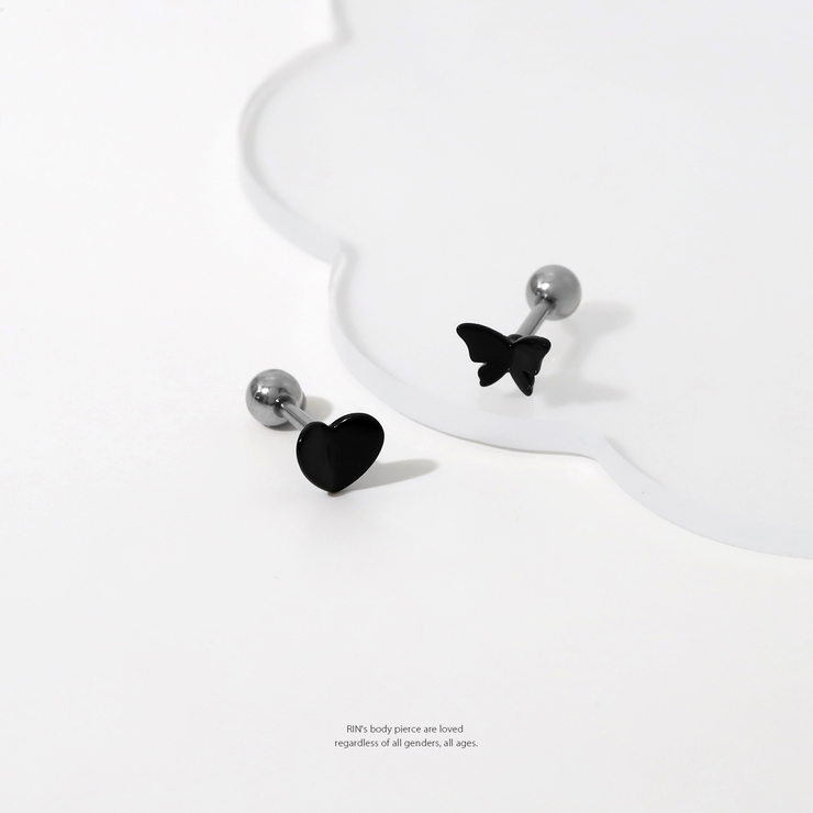 軟骨ピアス 蝶ハート黒バタフライちょうちょブラックかわいい ボディピアス | ボディピアス専門店凛RIN | 詳細画像2 