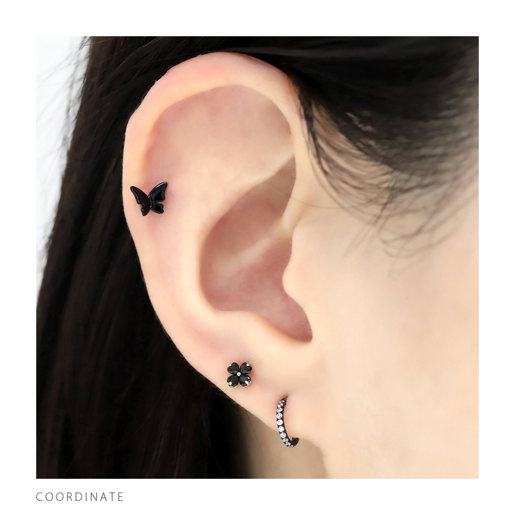軟骨ピアス 蝶ハート黒バタフライちょうちょブラックかわいい ボディピアス | ボディピアス専門店凛RIN | 詳細画像5 