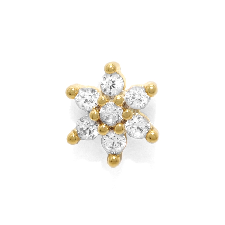 ゴールド | 軟骨ピアス 花フラワーお花雪雪の結晶ミニプチジュエルキュービックジルコニア ボデ… | ボディピアス専門店凛RIN