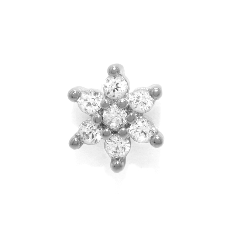 シルバー | 軟骨ピアス 花フラワーお花雪雪の結晶ミニプチジュエルキュービックジルコニア ボデ… | ボディピアス専門店凛RIN