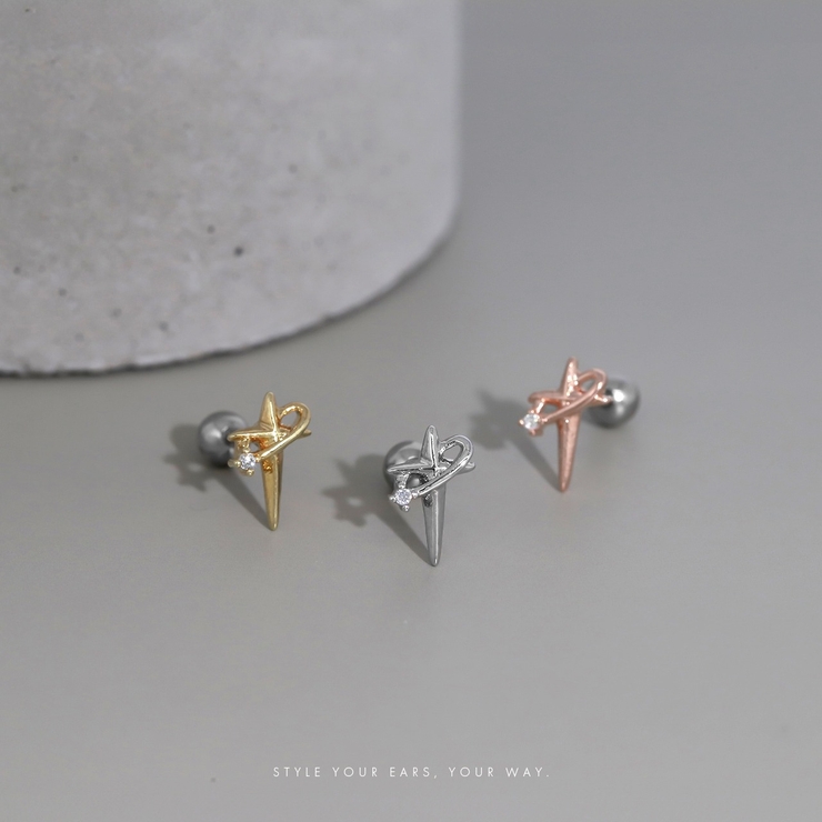 軟骨ピアス クロス十字架ジュエルシンプルスタイリッシュ個性的 ボディピアス | ボディピアス専門店凛RIN | 詳細画像2 