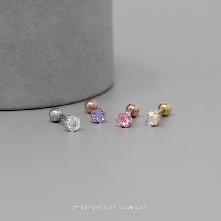 軟骨ピアス 花ジュエルお花フラワー植物一粒ジュエルシンプル ボディピアス | ボディピアス専門店凛RIN | 詳細画像2 