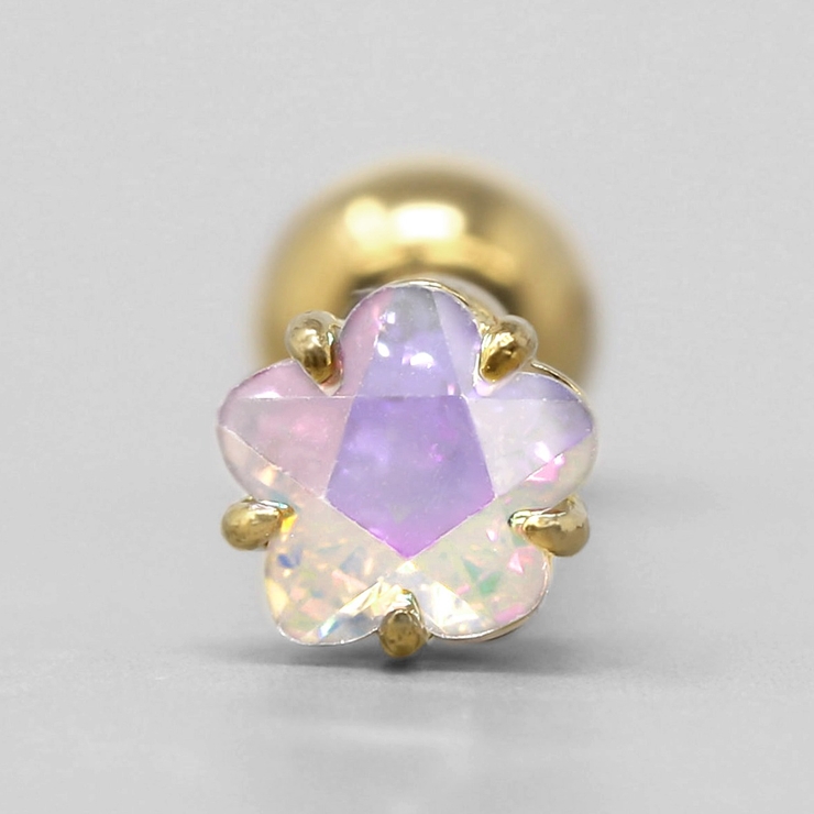 ゴールド・オーロラ | 軟骨ピアス 花ジュエルお花フラワー植物一粒ジュエルシンプル ボディピアス | ボディピアス専門店凛RIN