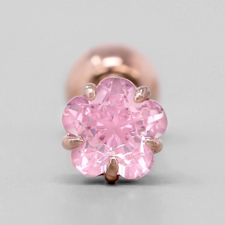ピンクゴールド・ピンク | 軟骨ピアス 花ジュエルお花フラワー植物一粒ジュエルシンプル ボディピアス | ボディピアス専門店凛RIN