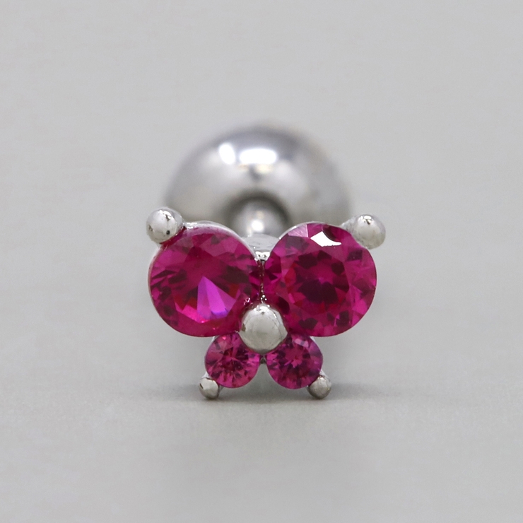 ピンク | 軟骨ピアス 蝶バラフライちょうちょジュエルミニ可愛いジルコニア ボディピアス | ボディピアス専門店凛RIN