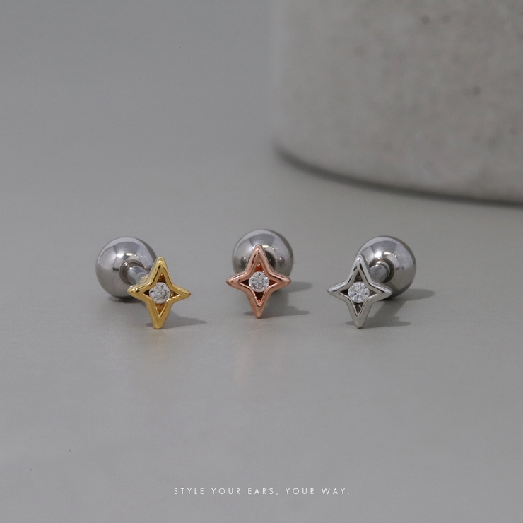 軟骨ピアス 星スタージュエルかわいいシンプル小さめジルコニア ボディピアス | ボディピアス専門店凛RIN | 詳細画像2 