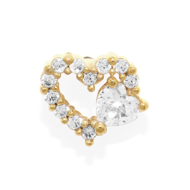 ゴールド | 軟骨ピアス ハートジュエルフレームキラキラCZ金属アレルギー ボディピアス | ボディピアス専門店凛RIN