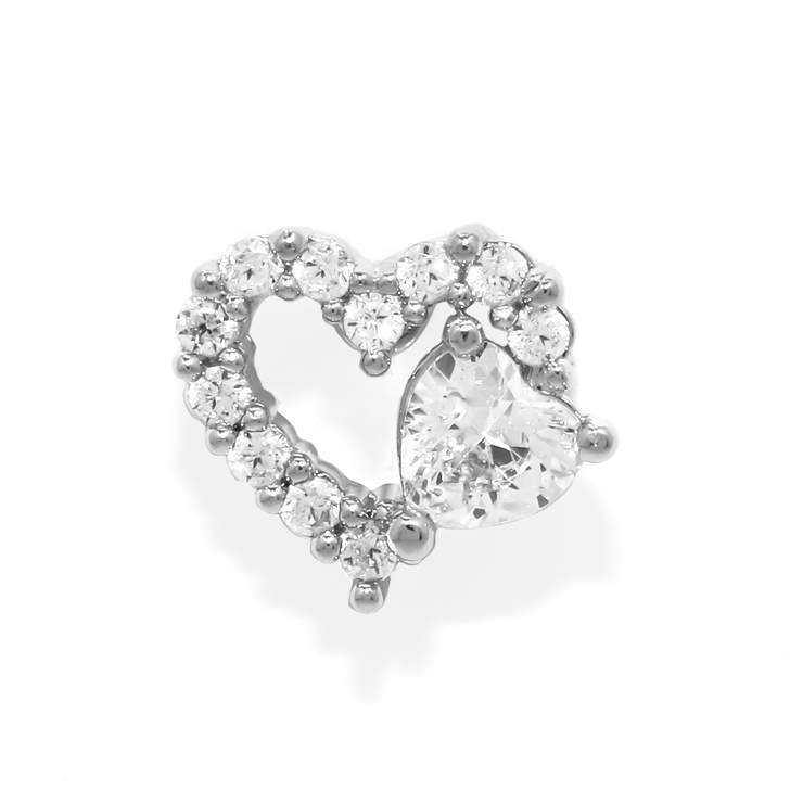 シルバー | 軟骨ピアス ハートジュエルフレームキラキラCZ金属アレルギー ボディピアス | ボディピアス専門店凛RIN