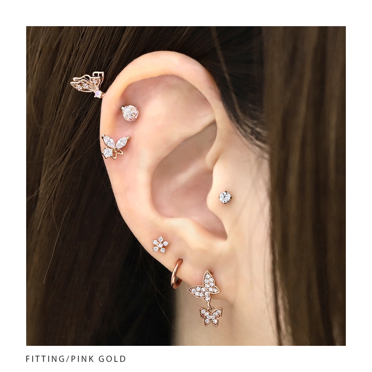 ボディピアス軟骨ピアス ピアス蝶 ジュエル[品番：RINA0001006