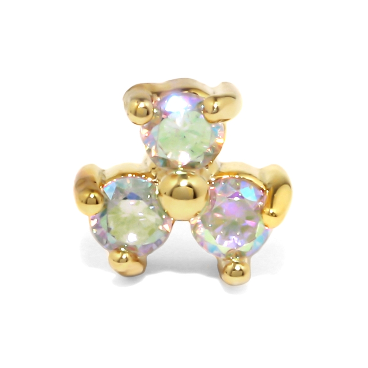 ゴールド | 軟骨ピアス 花三つ葉キュービックジルコニアジュエルかわいいキラキラ ボディピアス | ボディピアス専門店凛RIN