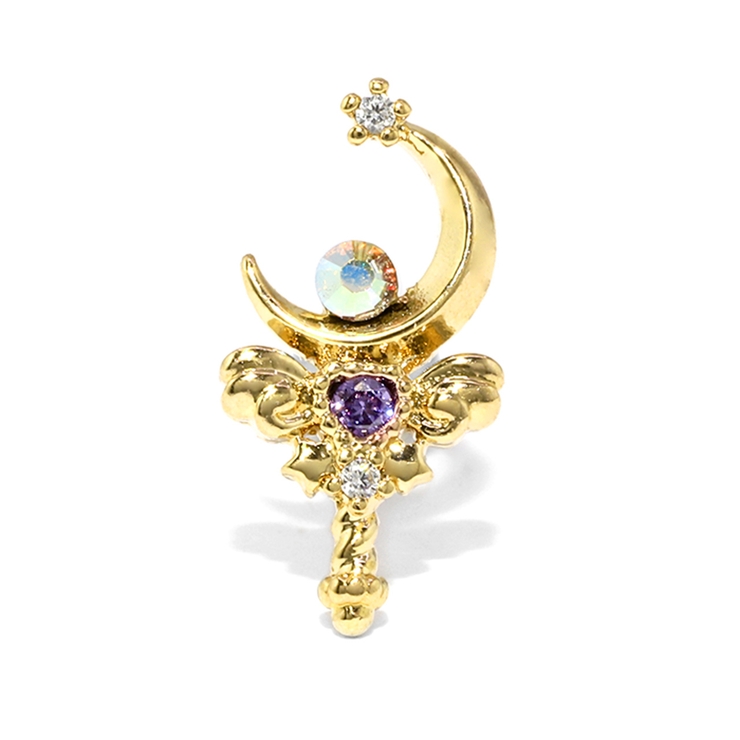 ゴールド | 軟骨ピアス 月ムーン三日月 スティックマジカルハート天使の羽 | ボディピアス専門店凛RIN