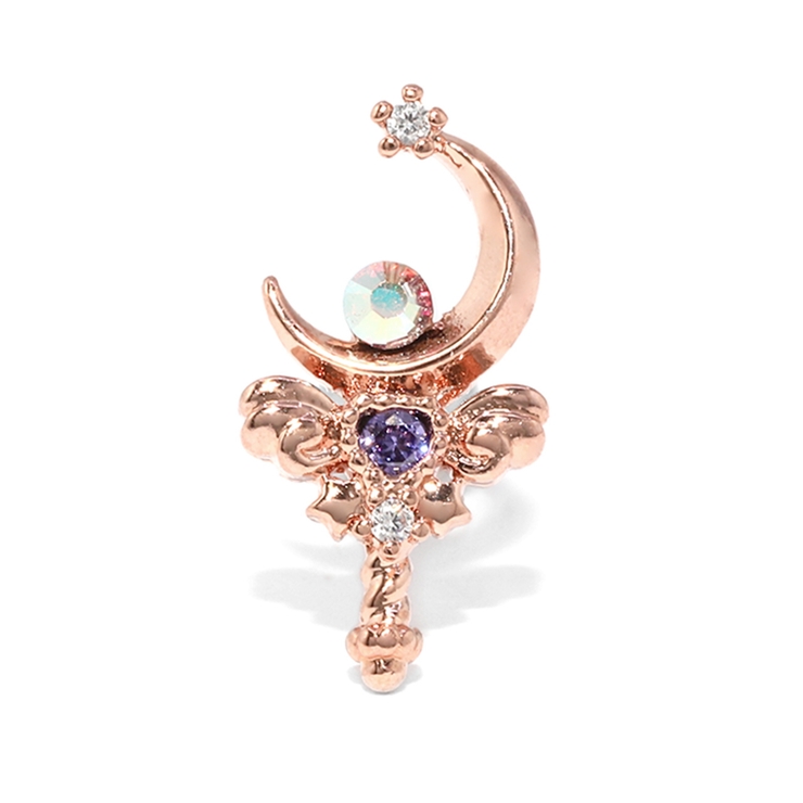 ピンクゴールド | 軟骨ピアス 月ムーン三日月 スティックマジカルハート天使の羽 | ボディピアス専門店凛RIN