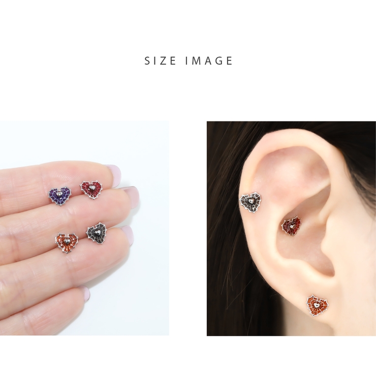 軟骨ピアス はーとクモの巣蜘蛛 スパイダーかわいいハロウィン | ボディピアス専門店凛RIN | 詳細画像8 