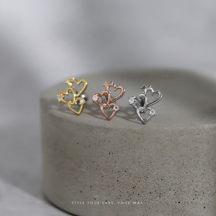 軟骨ピアス ハートフレームかわいいジュエル星スター大人カワイイ ボディピアス | ボディピアス専門店凛RIN | 詳細画像2 