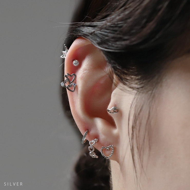 軟骨ピアス ハートフレームかわいいジュエル星スター大人カワイイ ボディピアス | ボディピアス専門店凛RIN | 詳細画像6 