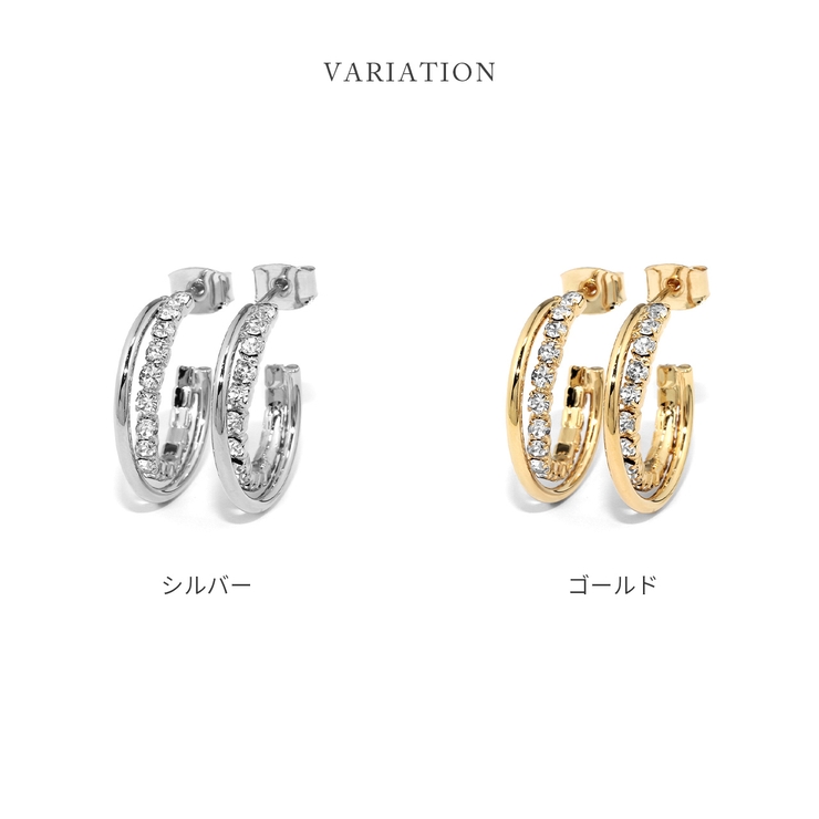ファッションピアス18Kコーティング ニッケルフリー 2連ジュエルフープ | ボディピアス専門店凛RIN | 詳細画像8 