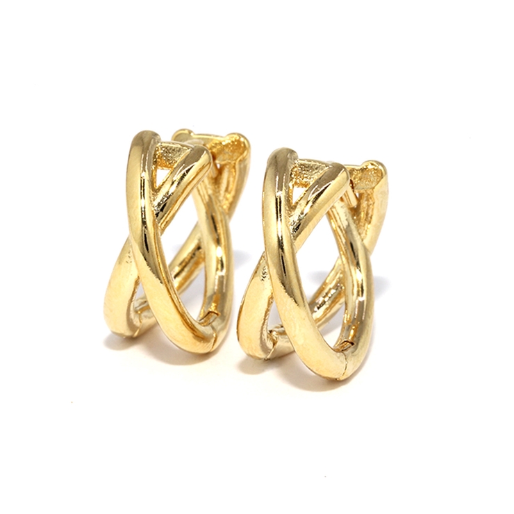 ゴールド | ピアス クロス2連レディース キャッチレスフープピアス | ボディピアス専門店凛RIN