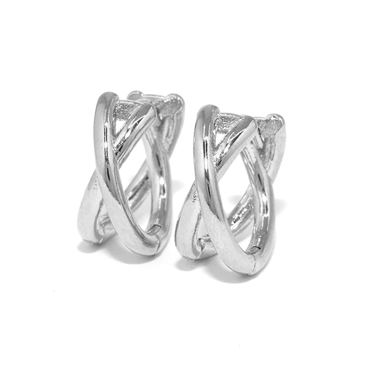 シルバー | ピアス クロス2連レディース キャッチレスフープピアス | ボディピアス専門店凛RIN
