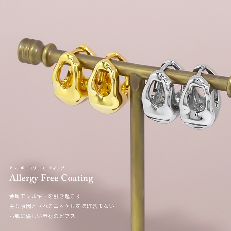 ピアス18Kコーティング 楕円ドロップモードおしゃれ 印象的フープリングピアス | ボディピアス専門店凛RIN | 詳細画像4 