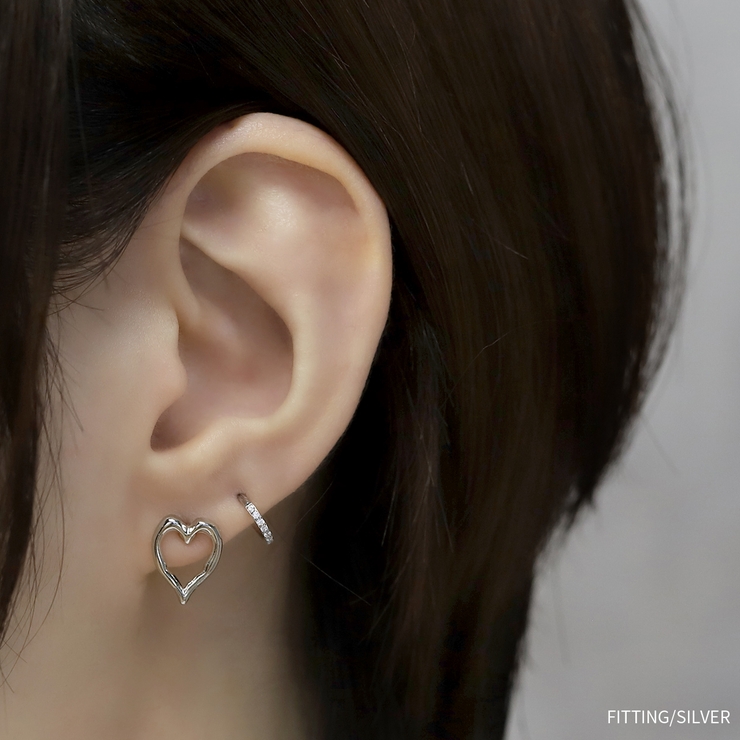 ピアス16Kコーティング オープンハートスタイリッシュチタンポスト スタッド | ボディピアス専門店凛RIN | 詳細画像7 