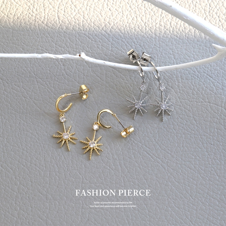 ピアス星スタースパークル きれい上品 18kロジウム | ボディピアス専門店凛RIN | 詳細画像2 