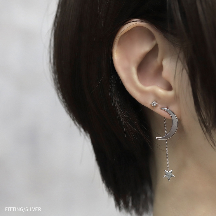 ピアス 月星揺れる 18Kコーティングムーンエレガントチタンポスト | ボディピアス専門店凛RIN | 詳細画像8 