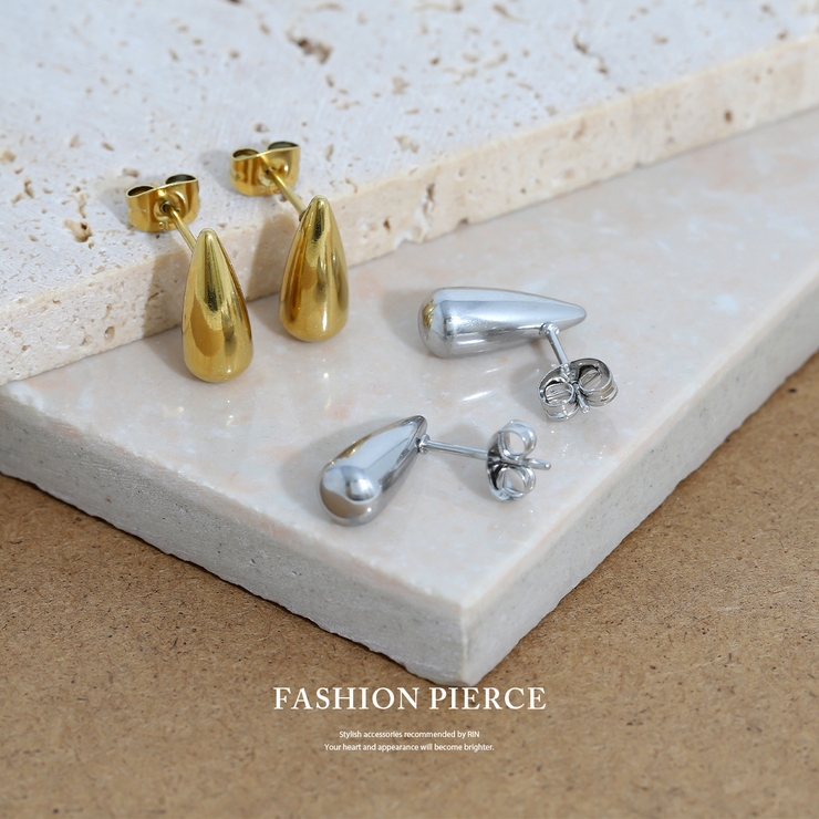 ピアス ドロップピアスしずく型シンプル大人カワイイオールステンレス アクセサリー | ボディピアス専門店凛RIN | 詳細画像2 