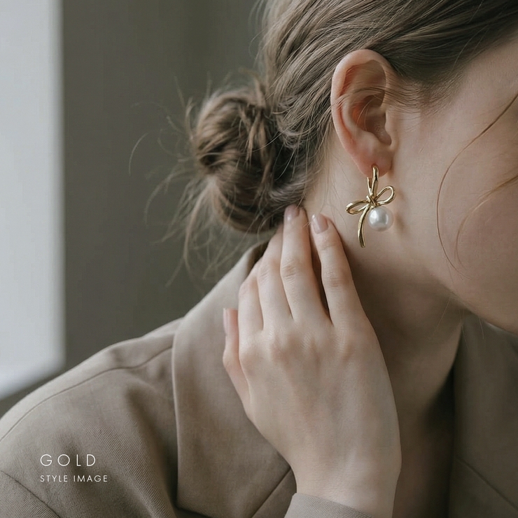ピアス リボンパール上品セレモニーパーティかわいいリングピアス アクセサリー | ボディピアス専門店凛RIN | 詳細画像5 