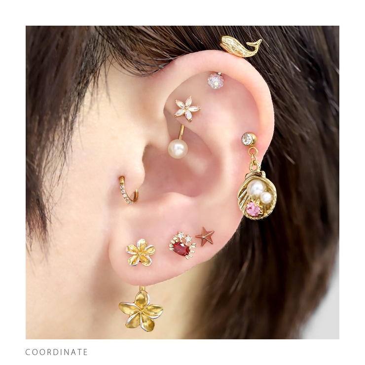 へそピアス かわいい ハワイアンプルメリアダブル花南国リゾート夏海 | ボディピアス専門店凛RIN | 詳細画像5 