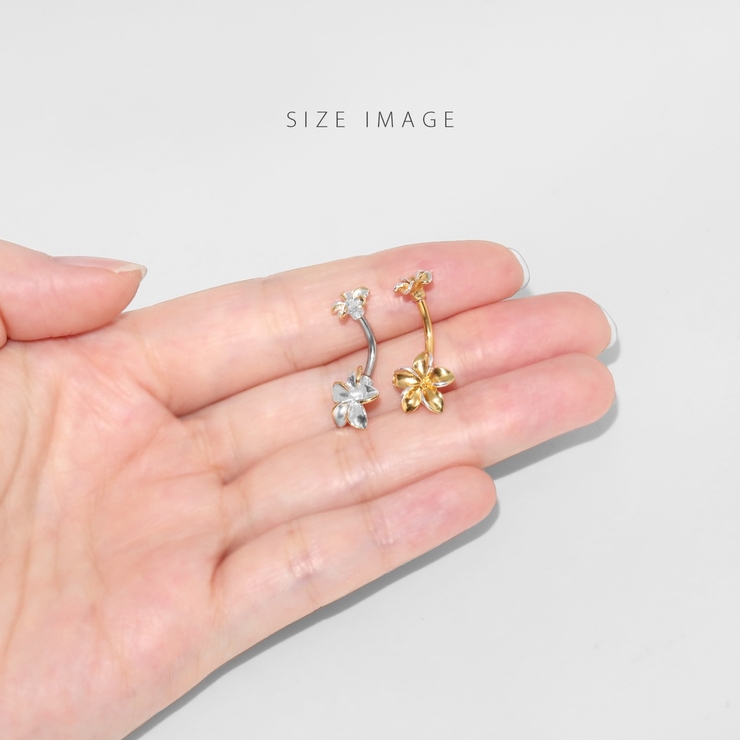 へそピアス かわいい ハワイアンプルメリアダブル花南国リゾート夏海 | ボディピアス専門店凛RIN | 詳細画像6 