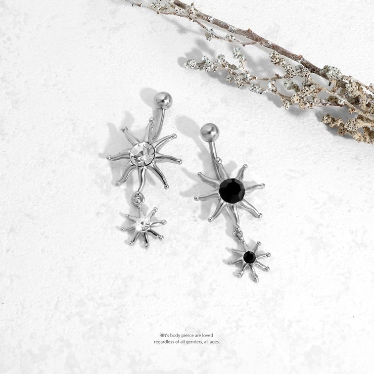 軟骨ピアス 太陽サンギラギラかっこいいスタイリッシュ黒クリア ボディピアス | ボディピアス専門店凛RIN | 詳細画像2 