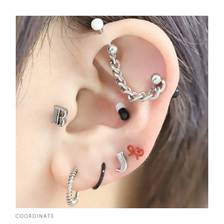 軟骨ピアス イニシャルアルファベット英字英語金属アレルギー対応スタイリッシュ ボ… | ボディピアス専門店凛RIN | 詳細画像6 