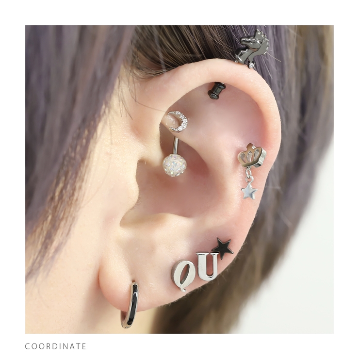 軟骨ピアス イニシャルアルファベット英字英語金属アレルギー対応スタイリッシュ ボ… | ボディピアス専門店凛RIN | 詳細画像7 