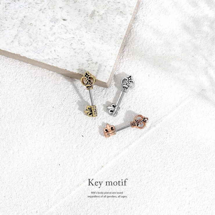 軟骨ピアス 鍵キーモチーフアンティーク紋章アンテナへリックスおしゃれ ボディピア… | ボディピアス専門店凛RIN | 詳細画像2 