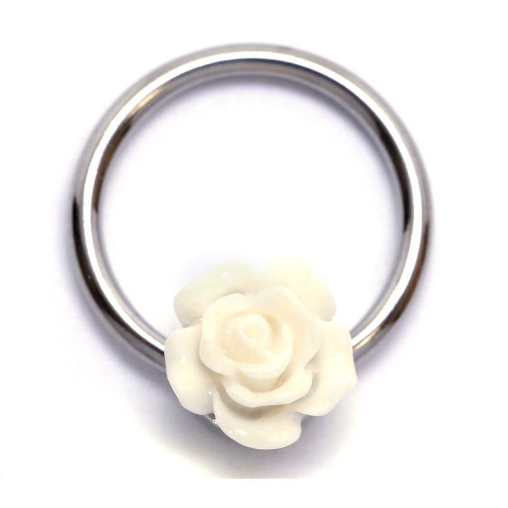 ホワイト | リング ボディピアス 薔薇 | ボディピアス専門店凛RIN