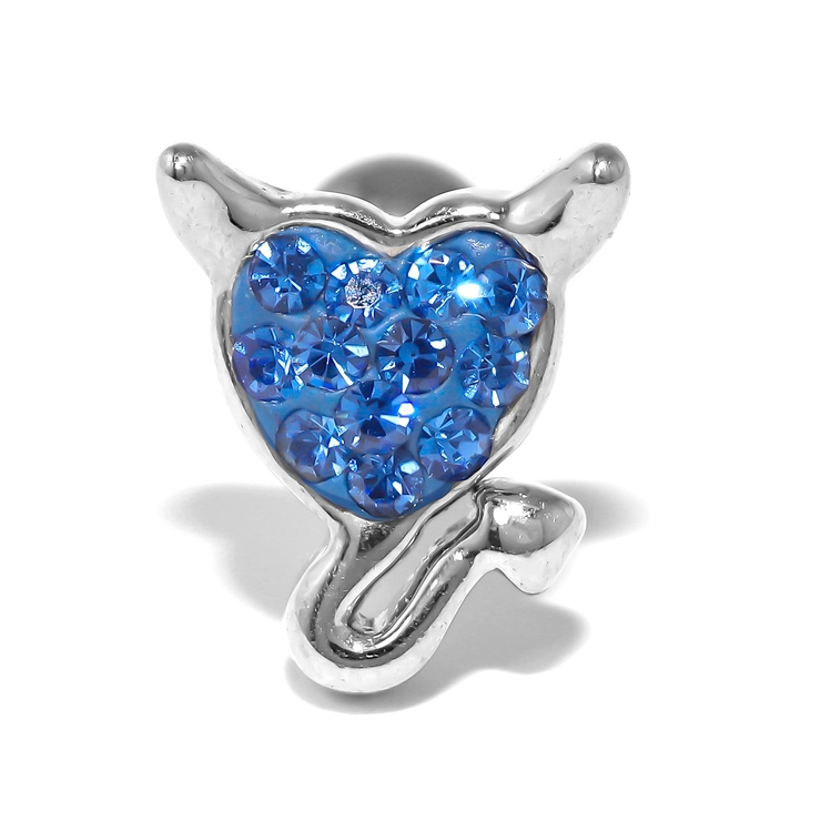 ブルー | 軟骨ピアスデビルハート heart悪魔キュートしっぽ ストレートバーベルボディピ… | ボディピアス専門店凛RIN