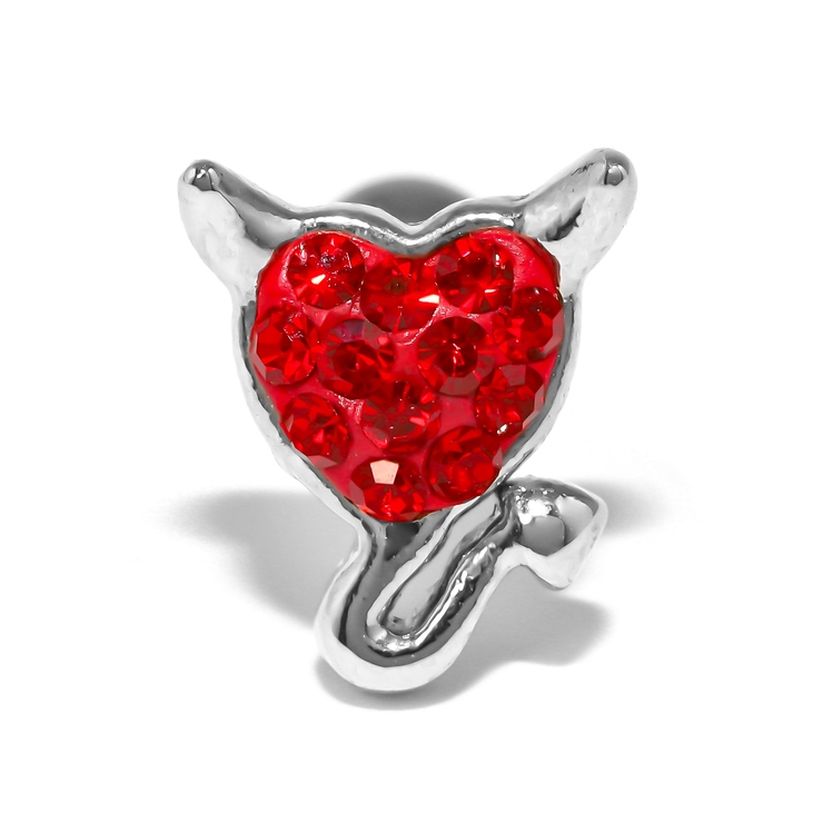 レッド | 軟骨ピアスデビルハート heart悪魔キュートしっぽ ストレートバーベルボディピ… | ボディピアス専門店凛RIN