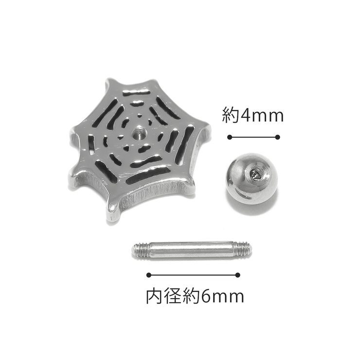 軟骨ピアススパイダー 蜘蛛の巣くもの巣クモ ストレートバーベルボディピアス | ボディピアス専門店凛RIN | 詳細画像9 