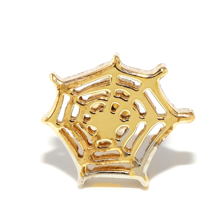 ゴールド | 軟骨ピアススパイダー 蜘蛛の巣くもの巣クモ ストレートバーベルボディピアス | ボディピアス専門店凛RIN