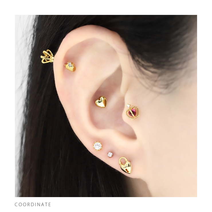 キャッチ ハートかわいいぷっくりカスタマイズ自在ブラックレッドピンクゴールド | ボディピアス専門店凛RIN | 詳細画像13 