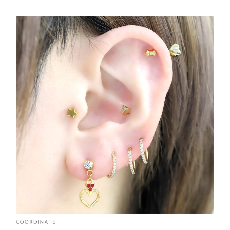 キャッチ ハートかわいいぷっくりカスタマイズ自在ブラックレッドピンクゴールド | ボディピアス専門店凛RIN | 詳細画像9 