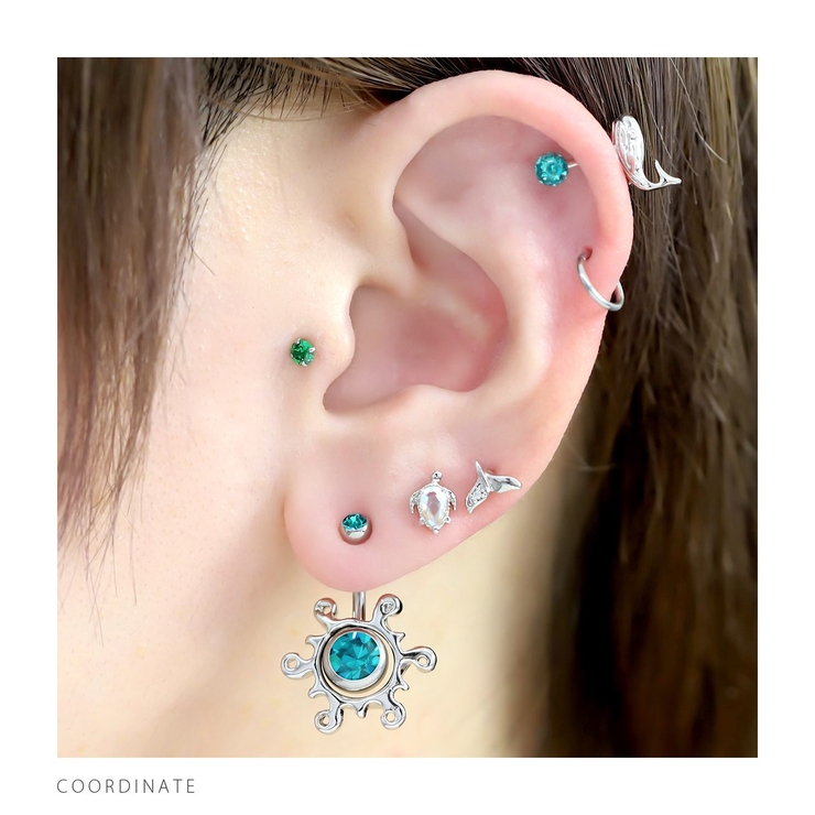 へそピアス かわいい 太陽ジュエルへそグリーンオーロラ夏ビーチサマー | ボディピアス専門店凛RIN | 詳細画像5 