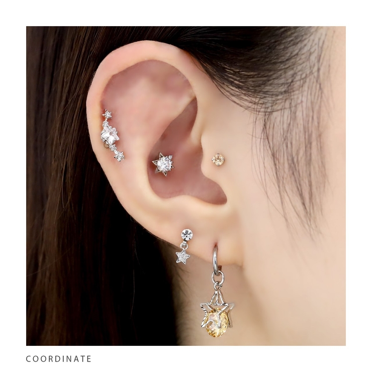 軟骨ピアス スター＆ムーンピアス星月ジュエルチャーム揺れる ボディピアス | ボディピアス専門店凛RIN | 詳細画像4 