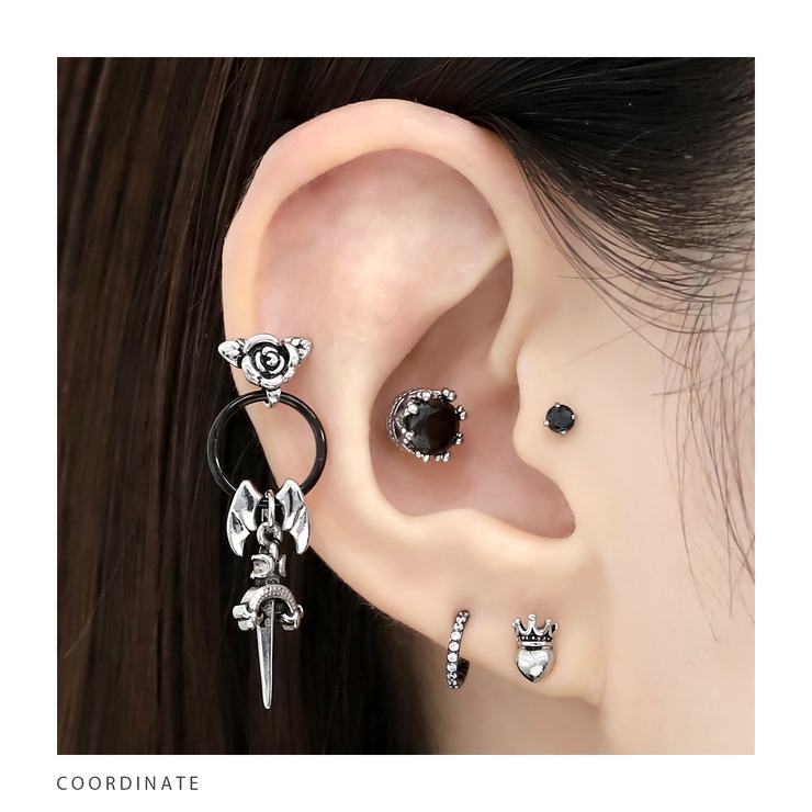 軟骨ピアス ハート王冠王様翼ウィングシルバースタイリッシュ ボディピアス | ボディピアス専門店凛RIN | 詳細画像4 