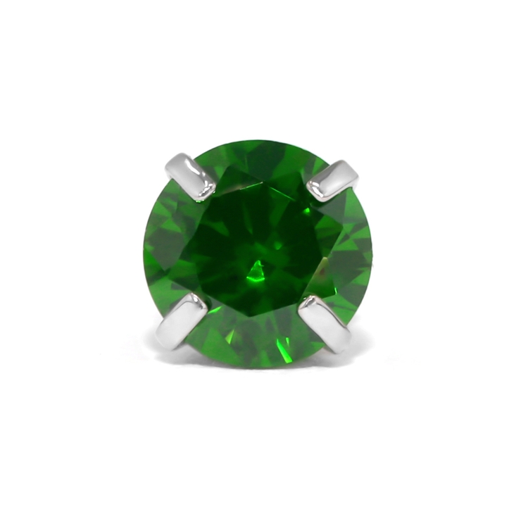 シルバー/エメラルドグリーン | 軟骨ピアス ひっかからないジュエルトラガスサージカルステンレスジルコニア | ボディピアス専門店凛RIN