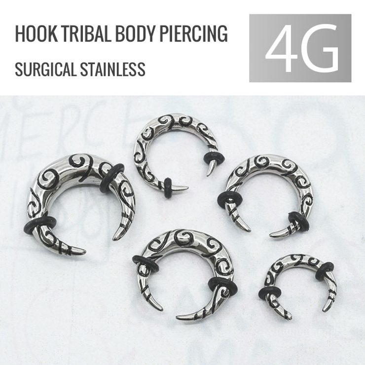 [4G]変形0011 フック型 トライバル | ボディピアス専門店凛RIN | 詳細画像1 