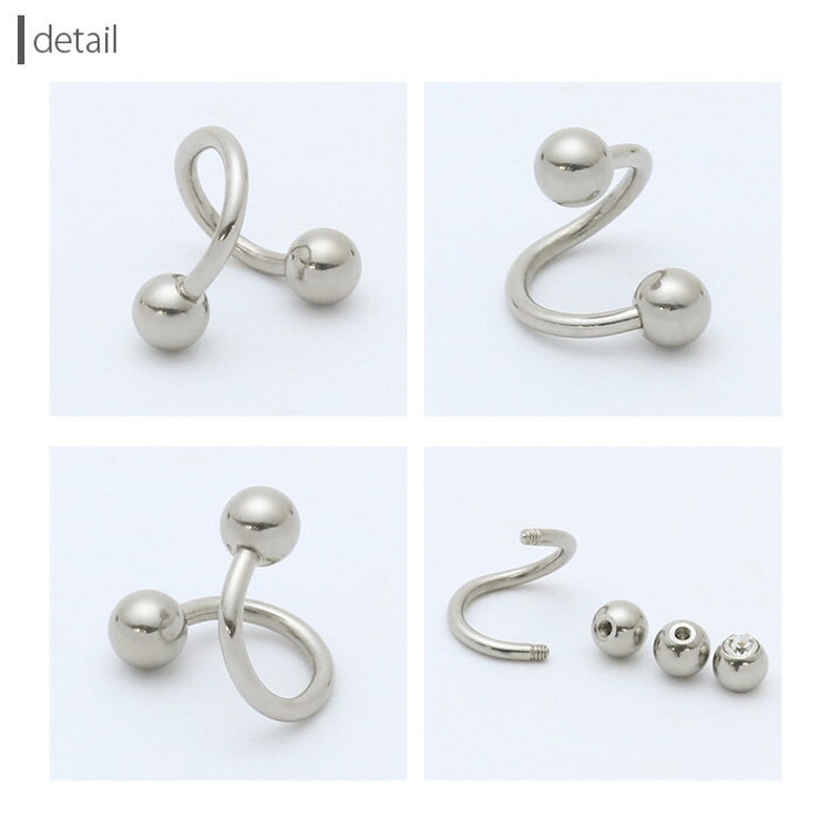 ボディピアス[14G 16G]スパイラルバーベルピアス ゴールド | ボディピアス専門店凛RIN | 詳細画像7 