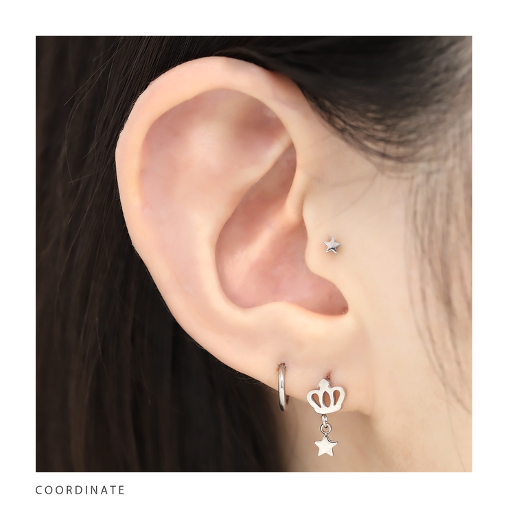 軟骨ピアス クラウンスターチャームゆらゆら揺れる金アレ ボディピアス | ボディピアス専門店凛RIN | 詳細画像4 