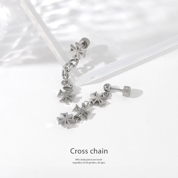 ボディピアス 十字架クロス チェーン軟骨ピアス | ボディピアス専門店凛RIN | 詳細画像2 